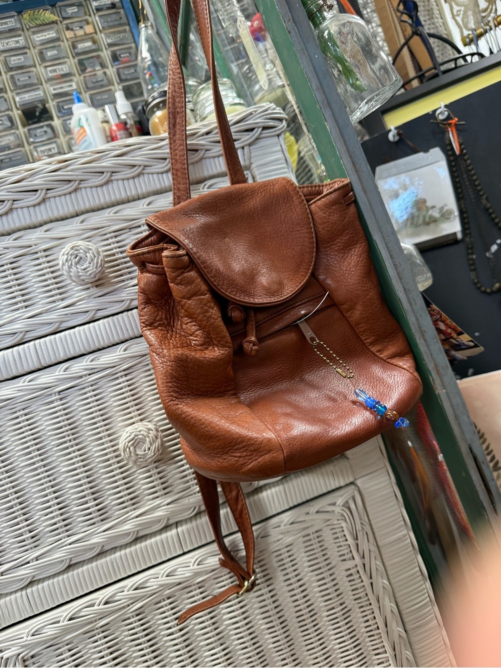 Classic Brown Leather Tote Backpack - Unbranded